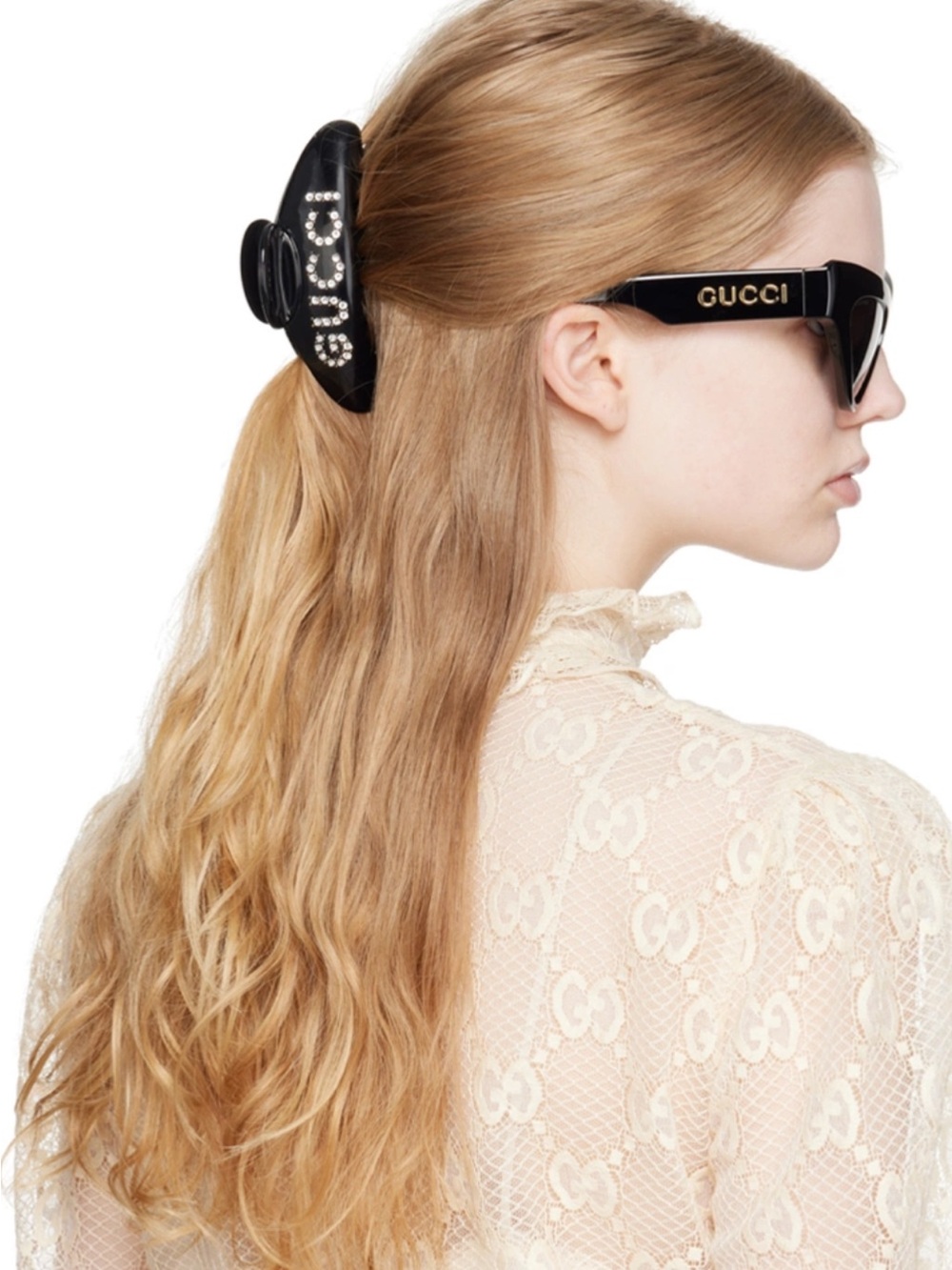 Gucci Black Hair Claw with crystal logo on each side. NWOT!